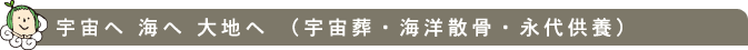 宇宙へ 海へ 大地へ （宇宙葬・海洋散骨・永代供養）